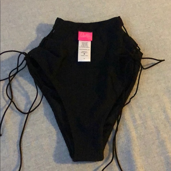 Lolli Swim ribbed high waist bikini bottom size M - Picture 1 of 5